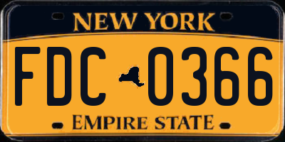 NY license plate FDC0366