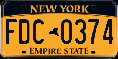 NY license plate FDC0374