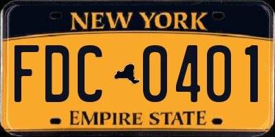 NY license plate FDC0401