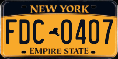 NY license plate FDC0407