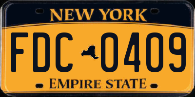 NY license plate FDC0409