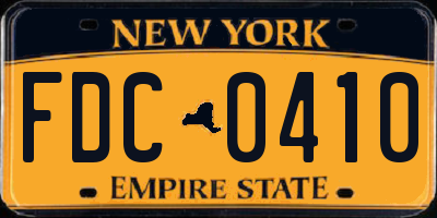 NY license plate FDC0410