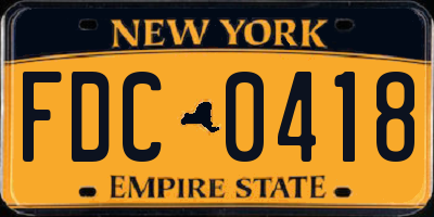 NY license plate FDC0418