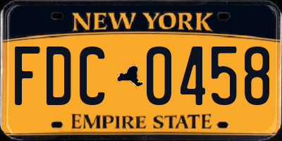 NY license plate FDC0458