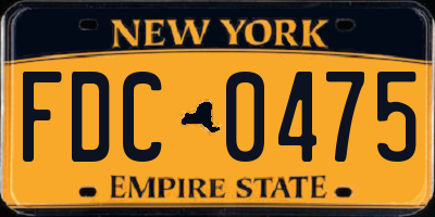 NY license plate FDC0475
