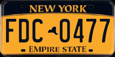 NY license plate FDC0477