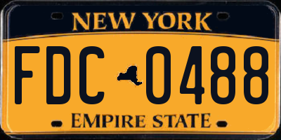NY license plate FDC0488