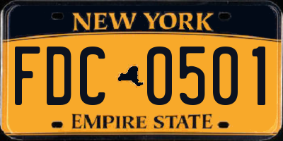 NY license plate FDC0501