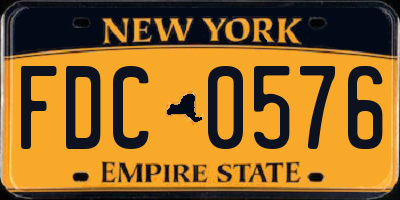 NY license plate FDC0576