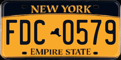 NY license plate FDC0579