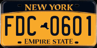 NY license plate FDC0601