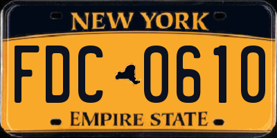 NY license plate FDC0610
