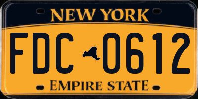 NY license plate FDC0612