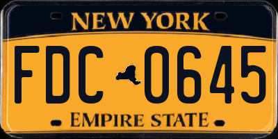 NY license plate FDC0645