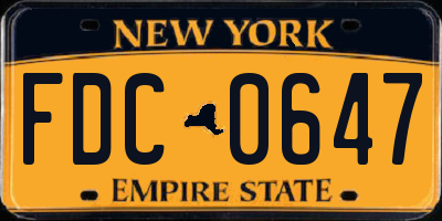 NY license plate FDC0647