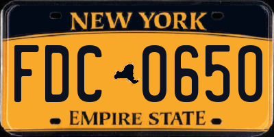 NY license plate FDC0650