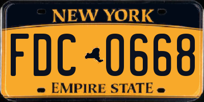 NY license plate FDC0668