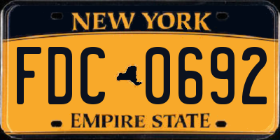 NY license plate FDC0692