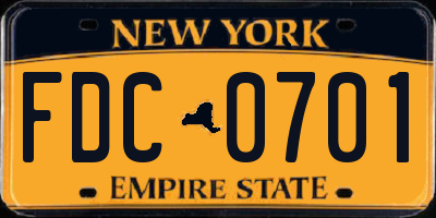 NY license plate FDC0701