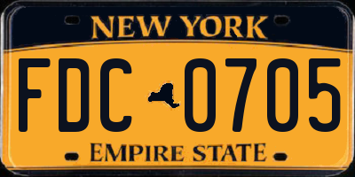 NY license plate FDC0705