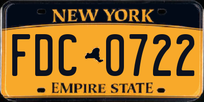 NY license plate FDC0722