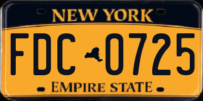 NY license plate FDC0725
