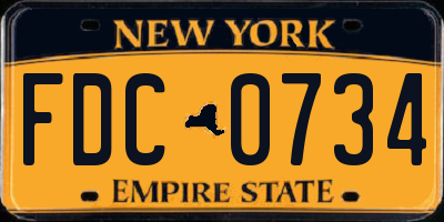 NY license plate FDC0734