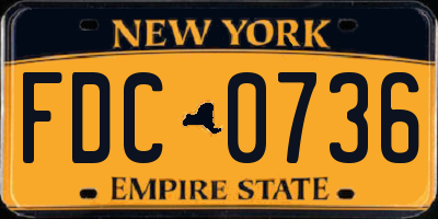 NY license plate FDC0736