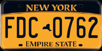 NY license plate FDC0762