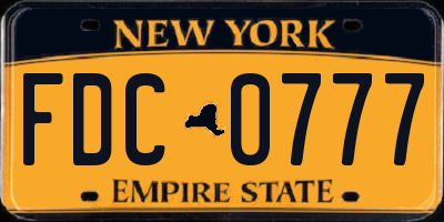 NY license plate FDC0777