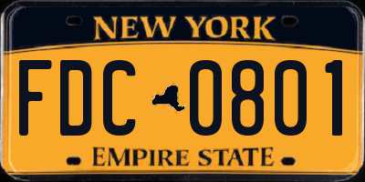 NY license plate FDC0801