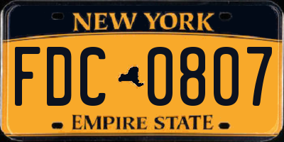 NY license plate FDC0807