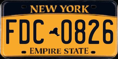 NY license plate FDC0826