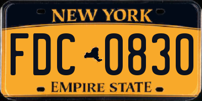 NY license plate FDC0830