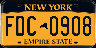 NY license plate FDC0908