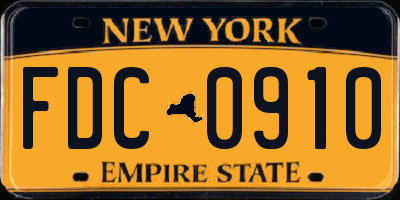 NY license plate FDC0910