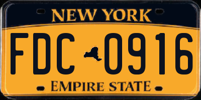 NY license plate FDC0916