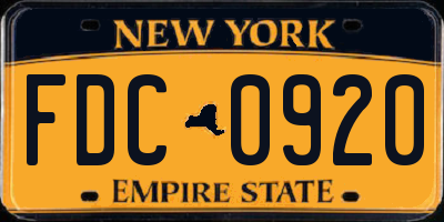 NY license plate FDC0920