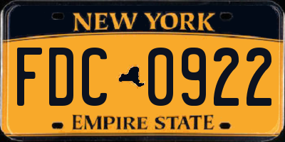 NY license plate FDC0922