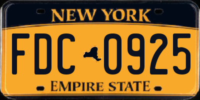 NY license plate FDC0925