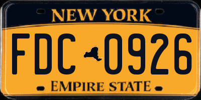 NY license plate FDC0926