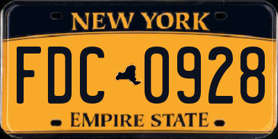 NY license plate FDC0928