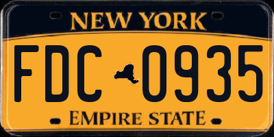 NY license plate FDC0935