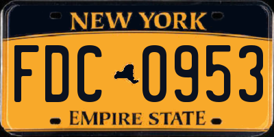 NY license plate FDC0953