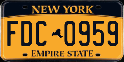 NY license plate FDC0959