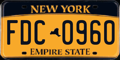 NY license plate FDC0960
