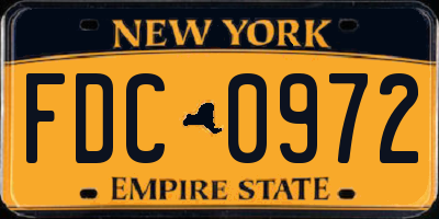 NY license plate FDC0972