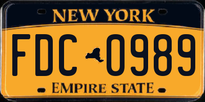 NY license plate FDC0989