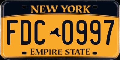 NY license plate FDC0997