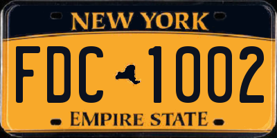 NY license plate FDC1002